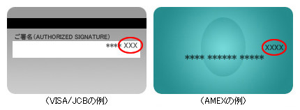 一般的にはカード裏面の署名欄の末尾に印字されています。AMEXの場合は表に記載される場合があります。